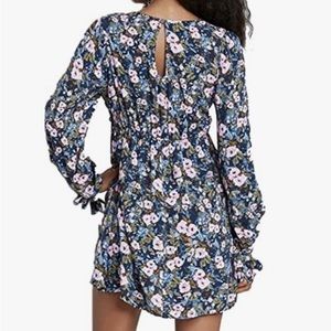 Large Wild Fable Blue Floral dress with Key Hole back accent